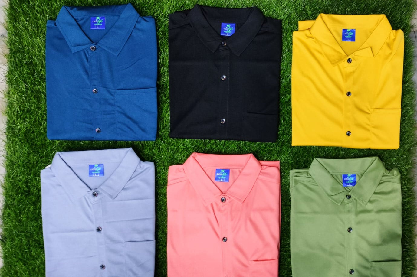 Combo of 6 Plain Lycra Shirts Half Sleeves Namma Colors